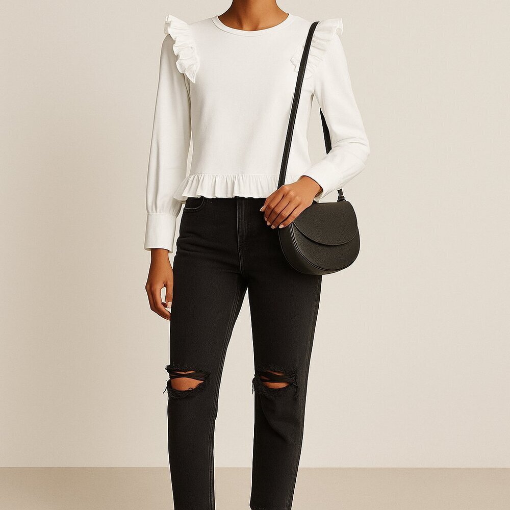 OPENING CEREMONY White Ruffle Long-Sleeve Top - Picture 9 of 9